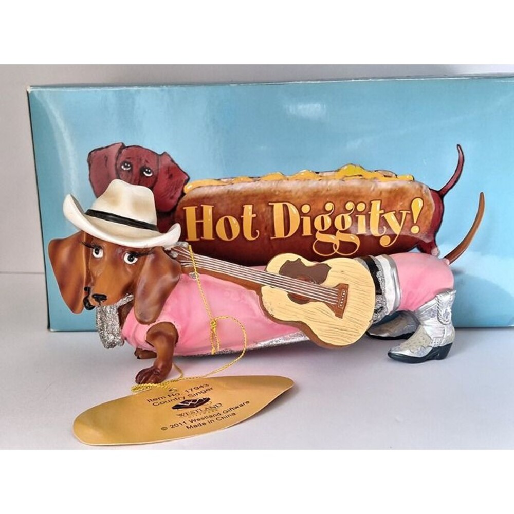 RARE! Westland Hot Diggity Dog Dachshund "Country Singer" #17943 Weiner Figurine